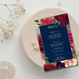 Rosas vermelhas do Menu de Casamento Blush do Mari
