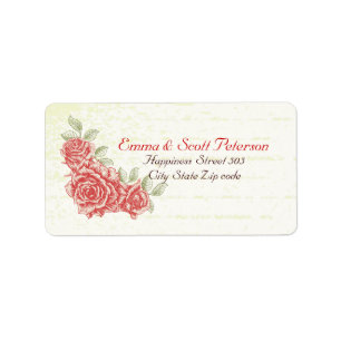 Rosas vermelhas do vintage que Wedding a etiqueta