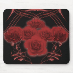 Rosas vermelhas e Padrões tribais - Mousepad