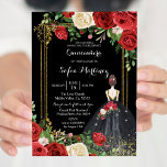 Rosas Vermelhas e Pretas Mis Quince Convite<br><div class="desc">Rosa Vermelho e Negro Mis Quince Convite Mis Quince Anos,  15 Birthday</div>