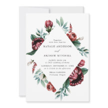 Rosas Vermelhas em Aquarela e Convite de Casamento