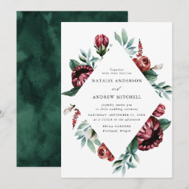 Rosas Vermelhas em Aquarela e Convite de Casamento