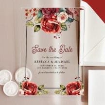 Rosas Vermelhas Florais Casamento Salve a Data
