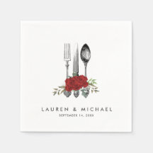 rosas vermelhas florais guardanapos de casamento f