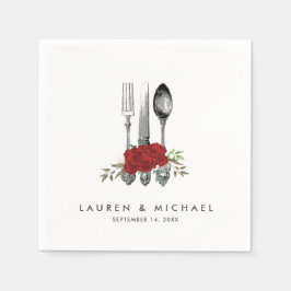 rosas vermelhas florais guardanapos de casamento f