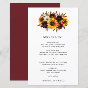 Rosas Vermelhas Girassóis Casamento Outono Menu Ro