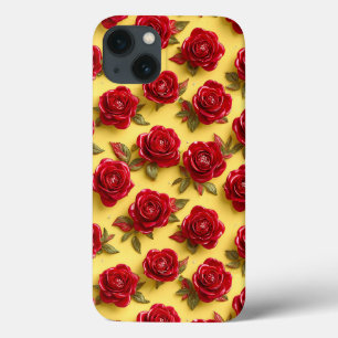 Rosas Vermelhas Intensas Textura 3D Design Românti