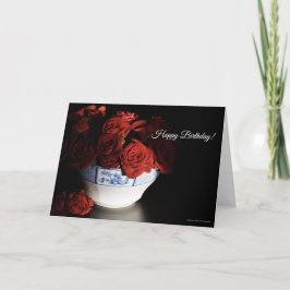 Rosas vermelhas no Cartão de Aniversário do Bowl A