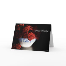 Rosas vermelhas no Cartão de Aniversário do Bowl A