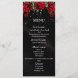 Rosas vermelhas no cartão preto do menu do<br><div class="desc">Rosas vermelhas no cartão preto do menu do casamento. Artigos de harmonização em minha loja.</div>
