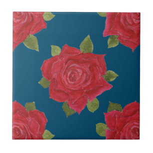 Rosas vermelhas românticas no Azulejo de cerâmica
