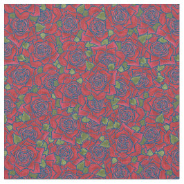 Rosas vermelhas românticas no Tecido de padrão azu