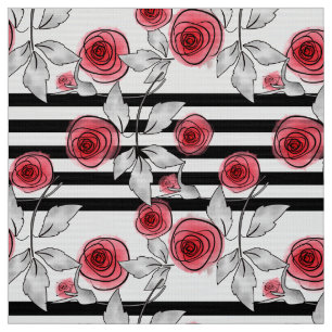 Rosas vermelhas, rosas de aquarela tecido