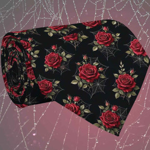 Rosas Vermelhas & Teias de Aranha Gravata Luxo G