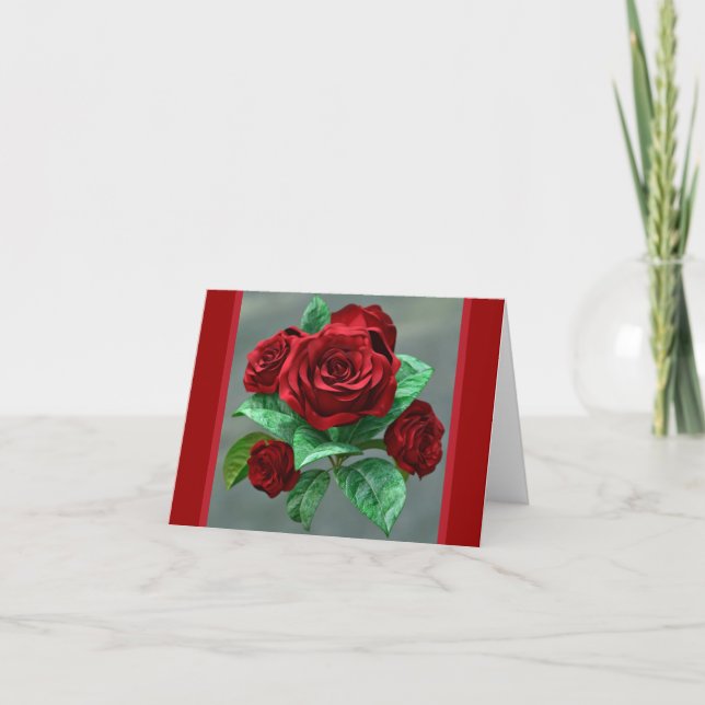 Rosas vermelhas ... Um Namorados Com Cartão De Amo (Frente)