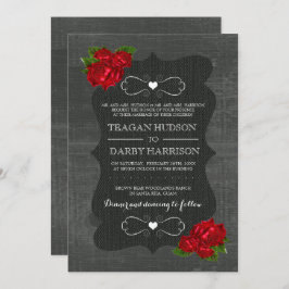 Rosas vermelhos Convites de casamento góticos de m