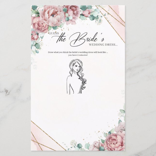 Rosas vintage boêmias Adivinhe o vestido da noiva (Frente)