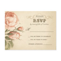 rosas vintage do casamento - cartões postais rsvp