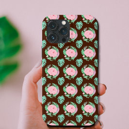 Rosas Vintage Marrons, Monstera e Padrão de Pena