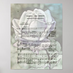 Rosas Vintage Sheet Music Art Poster