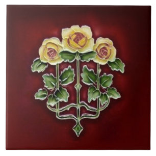 Rosas Vitorianos Art Nouveau Azulejo Antiquado Rep