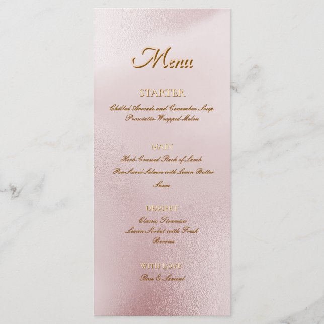 Rose Alcohol Ink Elegant Flat Menu (Frente)