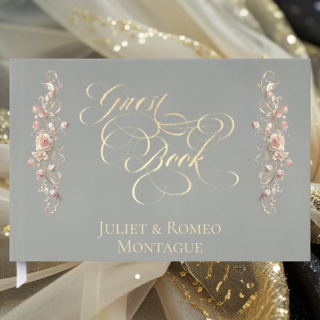 Rose Border & Heart Monogram - Livro de Visitas Sa (Criador carregado)