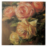 Rose Bouquet Floral Yellow Elegante Rosa Elegante<br><div class="desc">"Rose Bouquet Dourado Vase Elegante Amarelo-Rosa na Paleta de Cores de outono,  azulejo Impressionista da cerâmica Vintage."  Elegante,  pintura impressionista de um velho mestre em cores quentes do outono é eterno e elegante.  Concebido por artista e designer com licença internacional,  Audrey Jeanne Roberts,  copyright.</div>