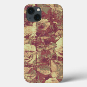 Rose camouflage pattern on tiled wall background