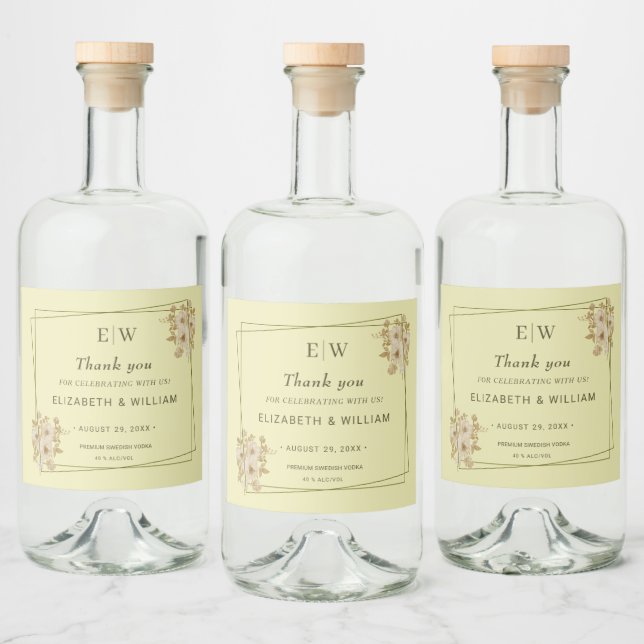 Rose Frame – Monogram Celestial Yellow Wedding (Garrafas)