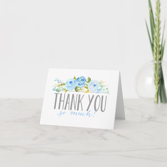 Rose Garden Blue | Cartão de Agradecimento (Frente)