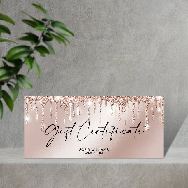 Rose Gold Drip Gift Certificate Gift Card add logo (Criador carregado)