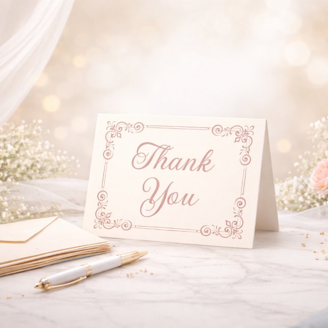 Rose Gold Estilo Filigrana Script Agradecimento (Criador carregado)