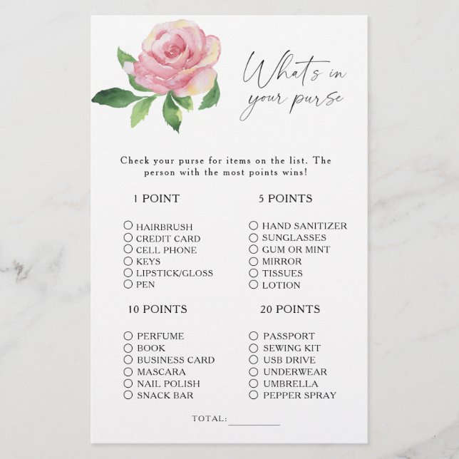 Rose - O que está no seu jogo de bolsa (Frente)