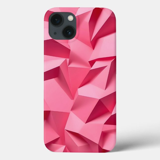 Rose Pink Geometric iPhone Case with 3D Texture (Verso)