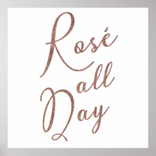 ROSÉ TODO O DIA Rosa Poster Glitter Dourado