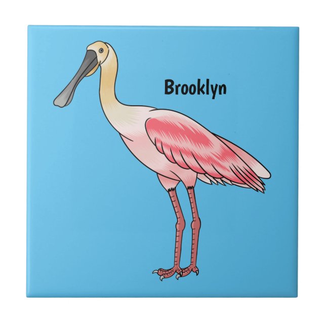 Roseate spoonbill bird cartoon illustration  (Frente)