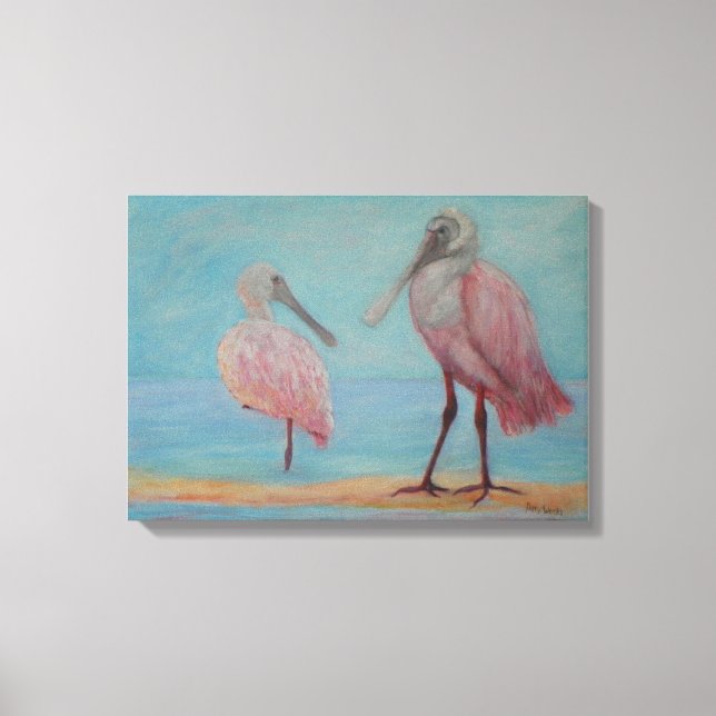 ROSEATE SPOONBILLS IN FLORIDA Canvas Print (Frente)