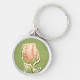 Rosebud da vindima em verde, chaveiro