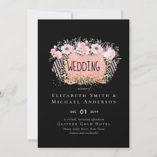 Rosegold WEDDING Glitter Floral Rosa Girly