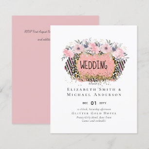Rosegold WEDDING Glitter Floral Rosa Girly