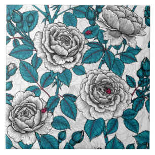 Roseiras brancas e damascos