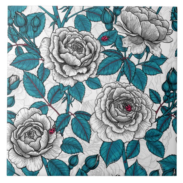 Roseiras brancas e damascos (Frente)