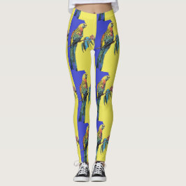 Rosella Parrot Watercolor Marinho Leggings Blue Bi