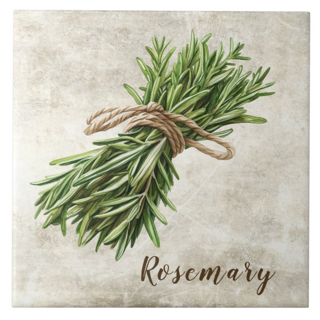 Rosemary Rustic Herbs  Faux Ceramic Tile (Frente)