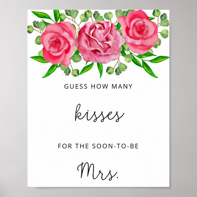 Roses quantos beijos pôster do jogo de chá de noiv (Frente)