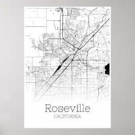 Roseville Map - California - City Map Poster
