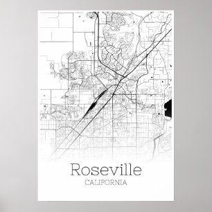 Roseville Map - Califórnia - Poster do City Map