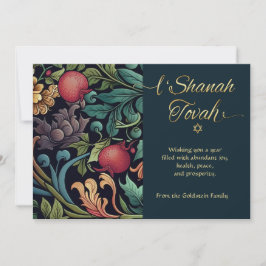 Rosh Hashanah L'Shana Tovah Cartão Floral Elegante