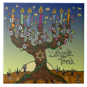 Rosh Hashanah L'Shanah Tovah Menorá Árvore da Vida